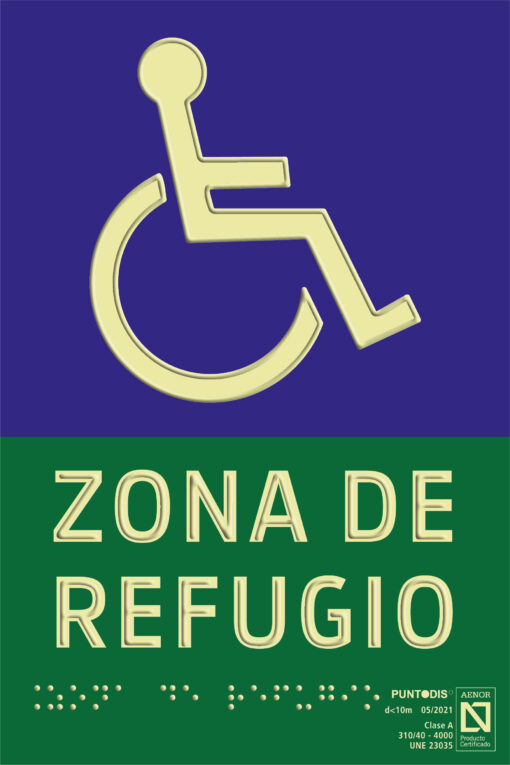 Placa fotoluminiscente de emergencia y evacuación zona de refugio