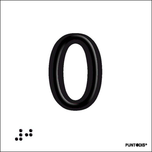Placa número 0 en braille y altorrelieve