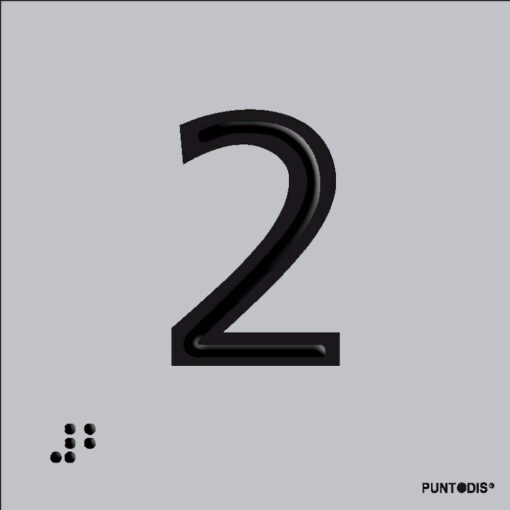 Número 2 en aluminio