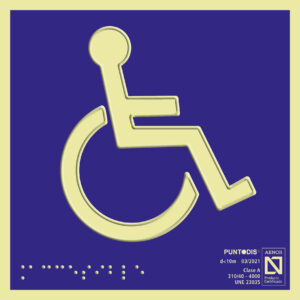 Placa fotoluminiscente SIA accesible braille y altorrelieve