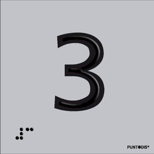 Número 3 en aluminio
