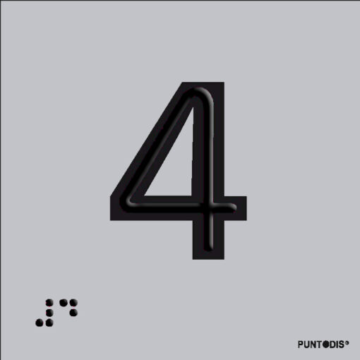 Número 4 en aluminio