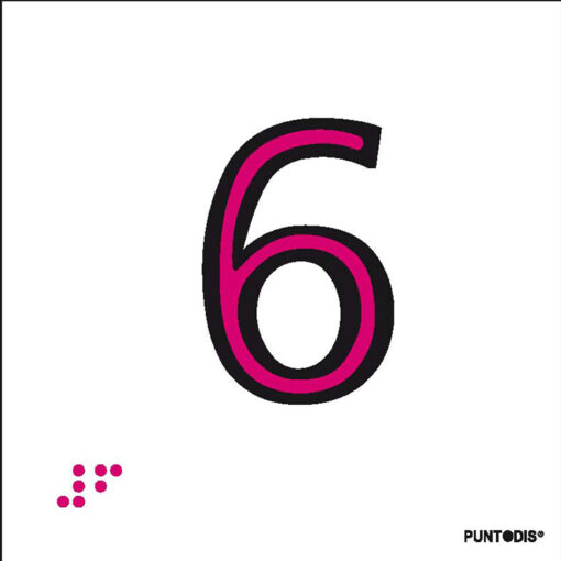 Número 6 en aluminio