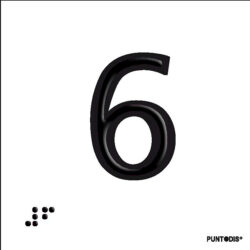 Placa número 6 en braille y altorrelieve