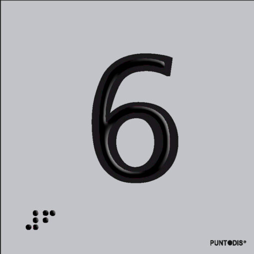 Número 6 en aluminio