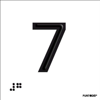 Placa número 7 en braille y altorrelieve