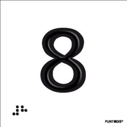 Placa número 8 en braille y altorrelieve