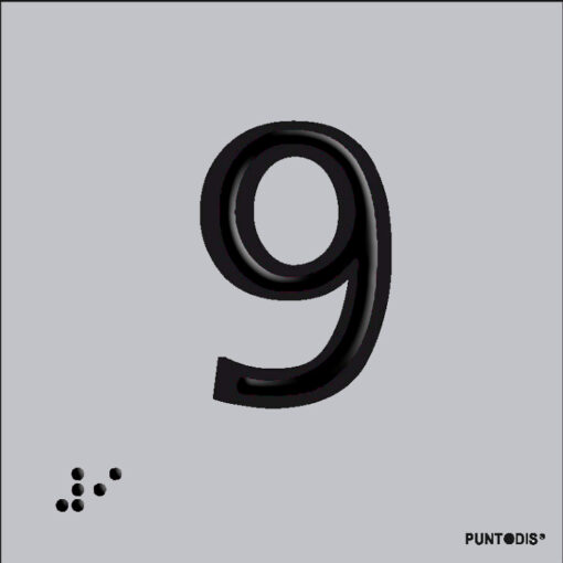 Número 9 en aluminio