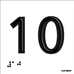 Placa número 10 en braille y altorrelieve
