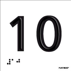 Placa número 10 en braille y altorrelieve