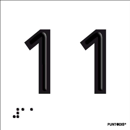 Placa número 11 en braille y altorrelieve