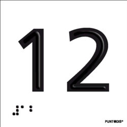 Placa número 12 en braille y altorrelieve