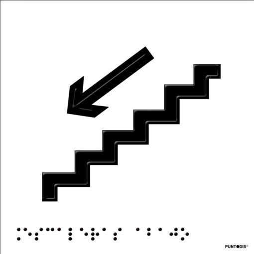 Placa Escaleras abajo en braille y altorrelieve