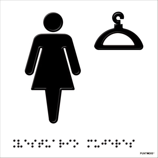 Placa Vestuario mujeres braille