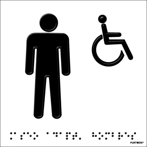 Placa aseo adaptado hombre en braille
