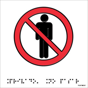 Placa prohibido pasar braille