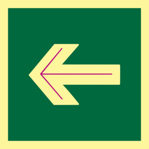 Pictograma señal emergencia flecha horizontal. Luminiscente