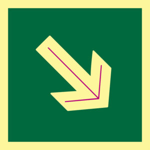 Pictograma señal emergencia y evacuación flecha diagonal. Luminiscente