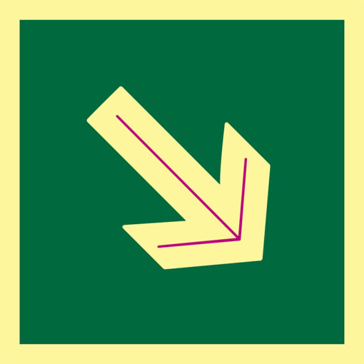 Pictograma señal emergencia y evacuación flecha diagonal. Luminiscente