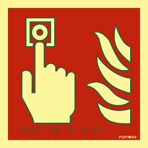 Pictograma señal emergencia y evacuación Pulsador alarma. Luminiscente