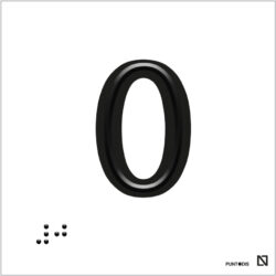 Placa número 0 en braille y altorrelieve