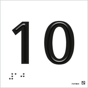 Placa número 10 en braille y altorrelieve
