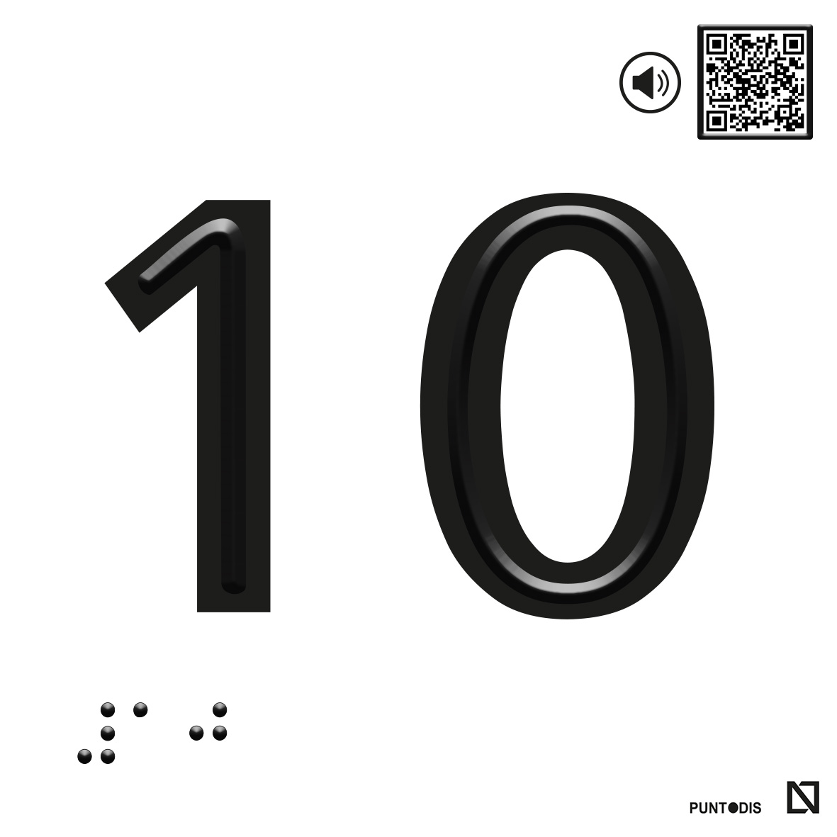 Placa 10 en braille y altorrelieve con QR, y en aluminio