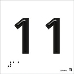 Placa número 11 en braille y altorrelieve en aluminio