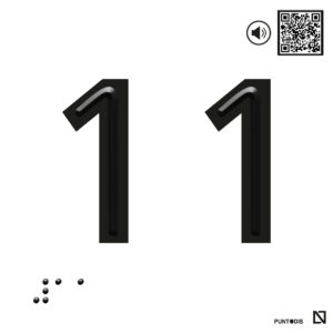 Placa 11 en braille y altorrelieve con QR, y en aluminio