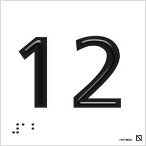 Placa número 12 en braille y altorrelieve