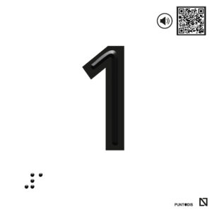 Placa 1 en braille y altorrelieve con QR, y en aluminio