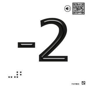 Placa -2 en braille y altorrelieve con QR, y en aluminio