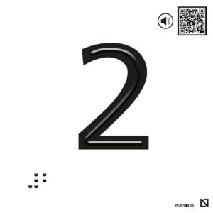 Placa 2 en braille y altorrelieve con QR, y en aluminio