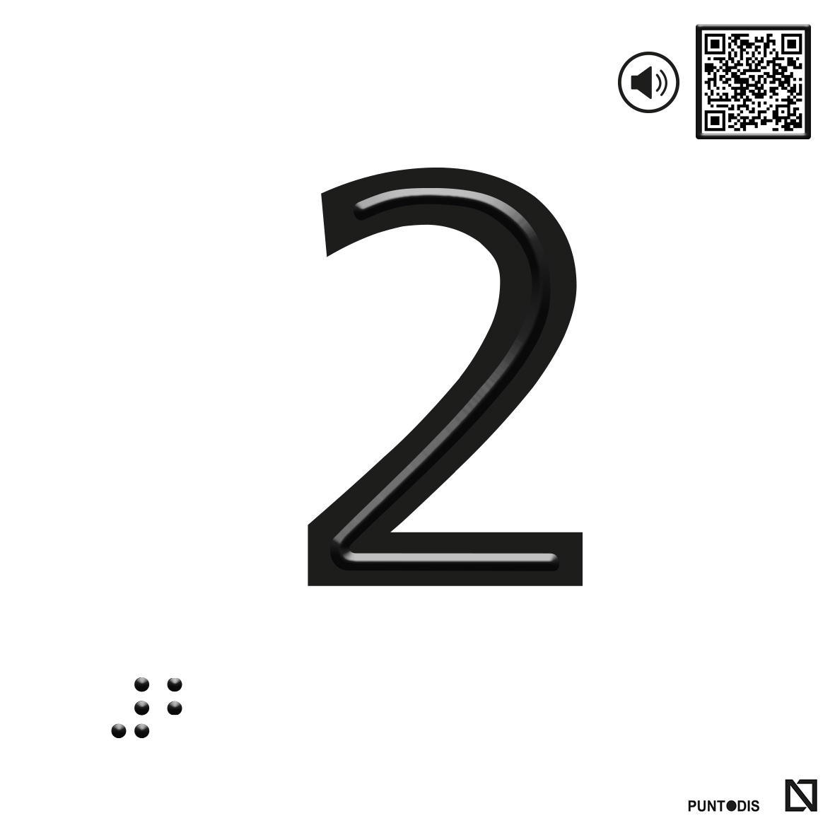 Placa 2 en braille y altorrelieve con QR, y en aluminio