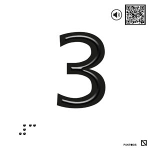 Placa 3 en braille y altorrelieve con QR, y en aluminio