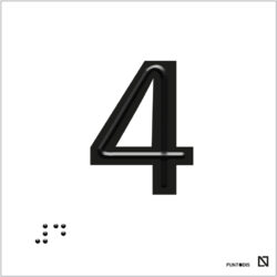 Placa número 4 en braille y altorrelieve en aluminio