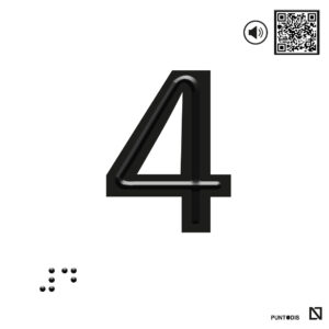 Placa 4 en braille y altorrelieve con QR, y en aluminio