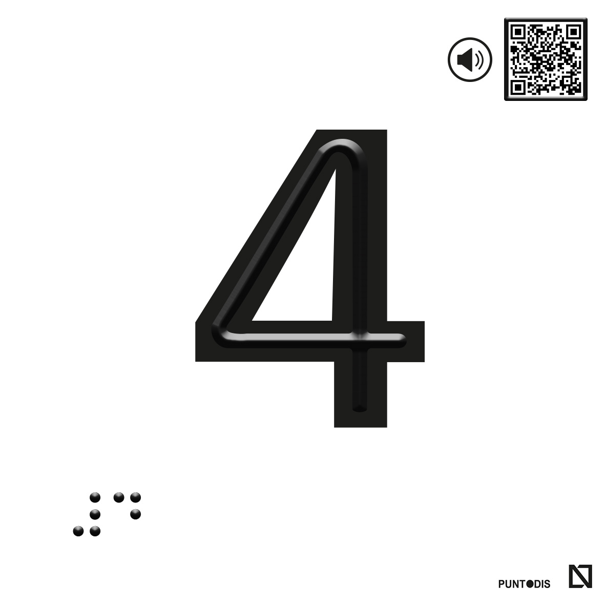 Placa 4 en braille y altorrelieve con QR, y en aluminio