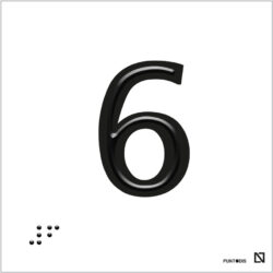 Placa número 6 en braille y altorrelieve e