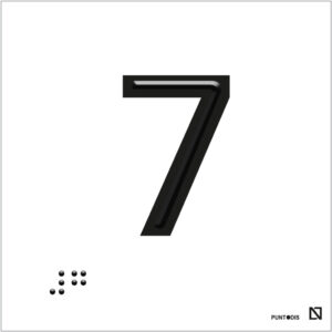 Placa número 7 en braille y altorrelieve