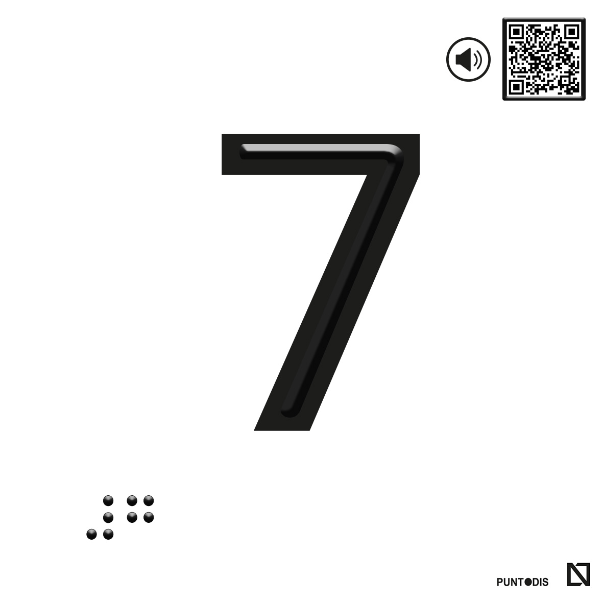 Placa 7 en braille y altorrelieve con QR, y en aluminio