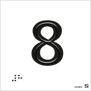 Placa número 8 en braille y altorrelieve