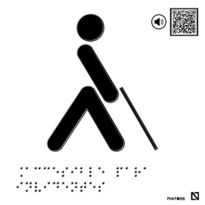 Placa Accesible para invidentes en braille y altorrelieve con QR, y en aluminio