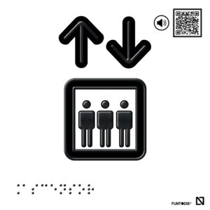Placa Ascensor en braille y altorrelieve con QR, y en aluminio