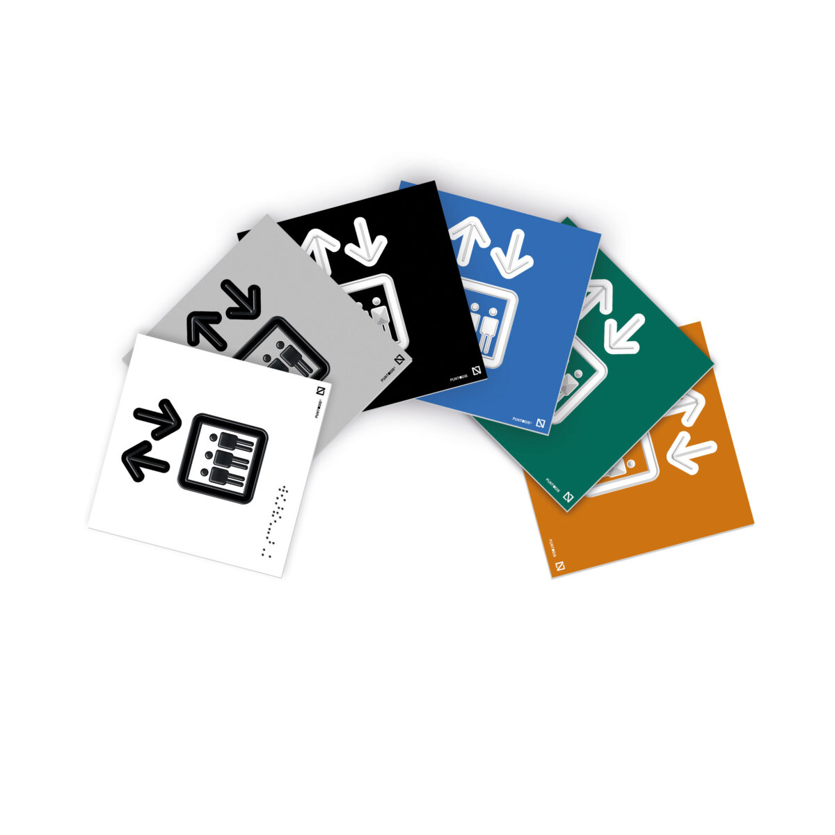 Colores que se disponen para realizar las placas blanco, gris, negro, azul, verde y naranja.