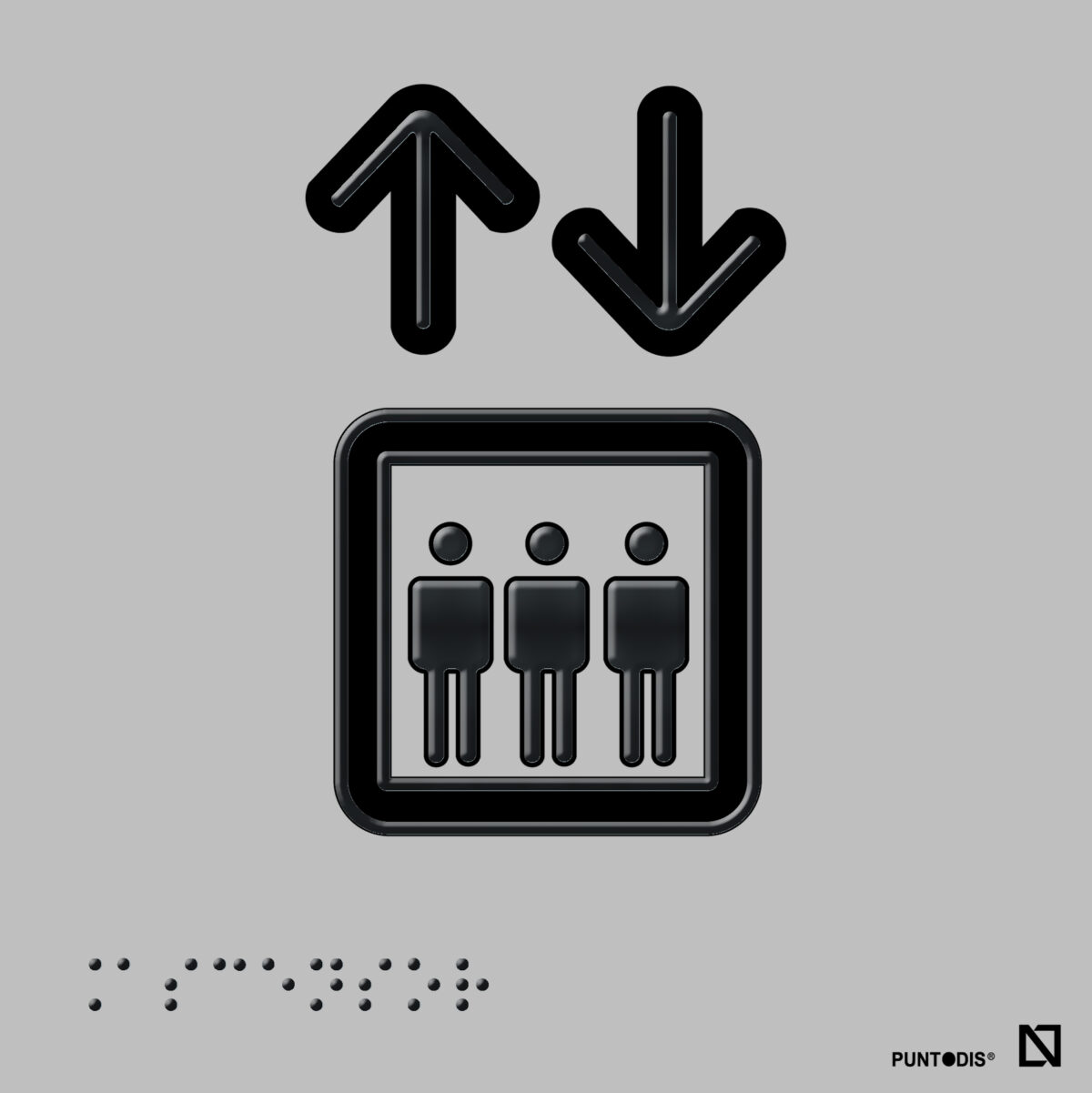 Placa con pictograma ascensor en braille