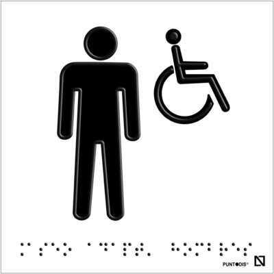 Placa aseo adaptado hombre en braille