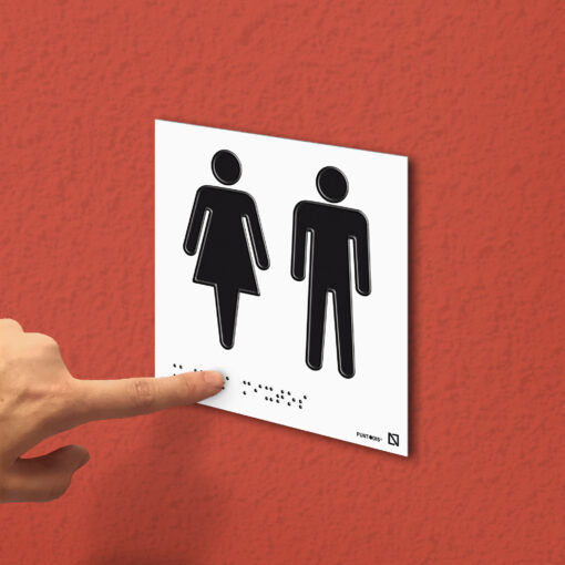 Placa Aseos mixtos en braille en aluminio