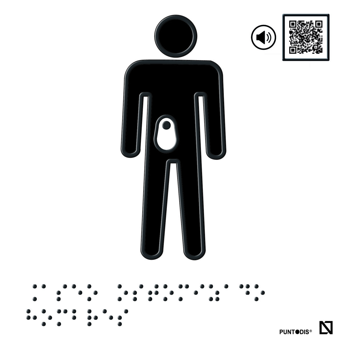 Placa aseo ostomizado hombre con fondo blanco con QR
