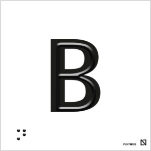 Placa letra B en braille y altorrelieve